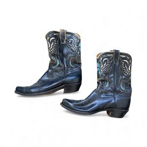 1950s ACME Square Toe Short Leather Boot with Eagle